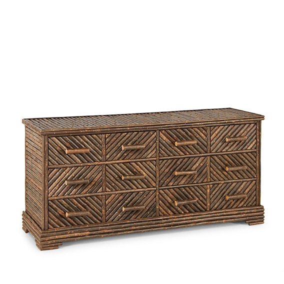 Rustic Six Drawer Dresser #2134 shown in Natural Finish (on Bark)