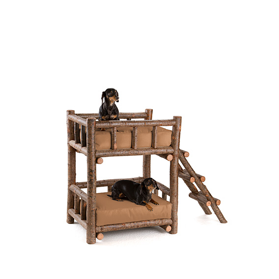 Rustic Dog Bunk Bed #5134 shown in Natural Finish (on Bark)