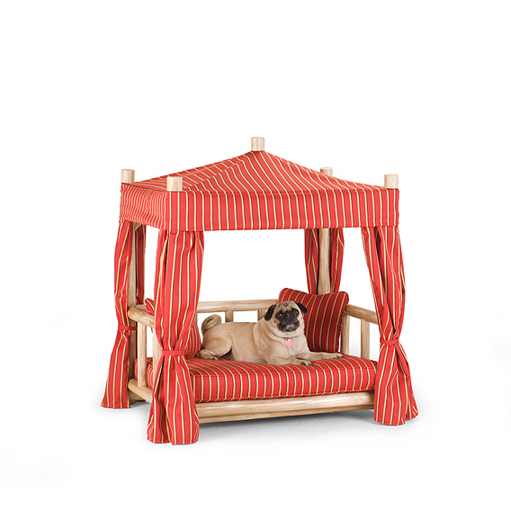 Rustic Dog Cabana Bed #5120 shown in Wheat Premium Finish (on Peeled Bark)