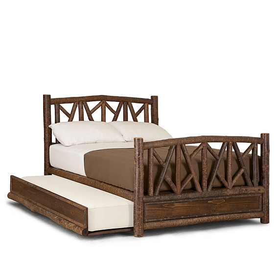 Rustic Trundle Bed Queen/Twin (Opens Left) #4514L (Shown in Natural Finish)