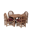 Rustic Table with Willow Top #3054 & Arm Chair #1042 with Optional Loose Seat Cushion shown in Natural Finish (on Bark) La Lune Collection