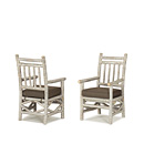 Rustic Dining Arm Chair #1200 (Shown in Whitewash Finish with Optional Loose Seat Cushion) La Lune Collection