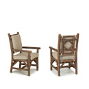 Rustic Dining Arm Chair #1290 (Shown in Natural Finish w/Optional Tie-On Back Pad & Loose Seat Cushions) La Lune Collection
