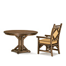 Rustic Table #3520 with Medium Cedar Plank Top, Dining Arm Chair #1295 with Loose Cushion in Kahlua Finish La Lune Collection