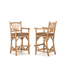 Rustic Bar Stool with Arms #1124 shown in Pecan Premium Finish (on Peeled Bark) La Lune Collection