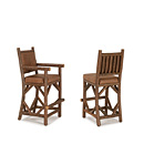 Rustic Bar Stool #1139 & Bar Stool w/Arms #1141 (shown in Natural Finish w/Opt Tight Upholstered Back Over Spindles & Nailhead Trim) La Lune Collection