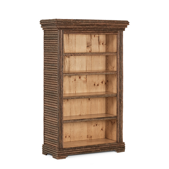 Rustic Four Shelf Bookcase #2080 shown in a Custom Finish - Light Pine with Willow in Natural Finish (on Bark)