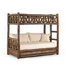 Rustic Bunk Bed with Trundle (Ladder Right) #4256R shown in Natural Finish (on Bark) La Lune Collection