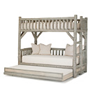 Rustic Bunk Bed with Trundle (Ladder Right) #4259R shown in Pewter Premium Finish (on Bark) La Lune Collection