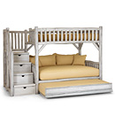 Rustic Bunk Bed w/Trundle & Stairs #4692L (2 Fulls,1 Twin & Stairs Left) Shown in Shell Finish La Lune Collection