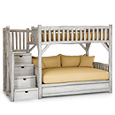 Rustic Bunk Bed w/Trundle & Stairs #4692L (2 Fulls,1 Twin & Stairs Left) Shown in Shell Finish La Lune Collection