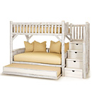 Rustic Bunk Bed w/Trundle & Stairs #4692R (2 Fulls,1 Twin & Stairs Right) Shown in Whitewash Finish La Lune Collection