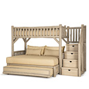 Rustic Bunk Bed w/Trundle & Stairs #4696R (XL-Twin/Queen/Twin & Stairs Right) Shown in Taupe Finish La Lune Collection