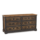 Rustic Six Drawer Dresser #2192 shown in a Custom Finish -  Medium Pine with Willow in Ebony Premium Finish (on Bark) La Lune Collection