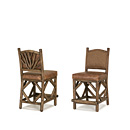 Rustic Counter Stool #1390 w/Tight Upholstered Back shown in Kahlua Premium Finish (on Peeled Bark) La Lune Collection