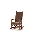 Rustic Rocking Chair with Woven Leather Back #1188 shown in Natural Finish (on Bark) La Lune Collection