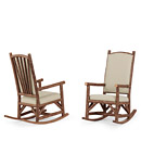 Rustic Rocking Chair #1190 with Optional Tight Upholstered Back shown in Natural Finish (on Bark) La Lune Collection