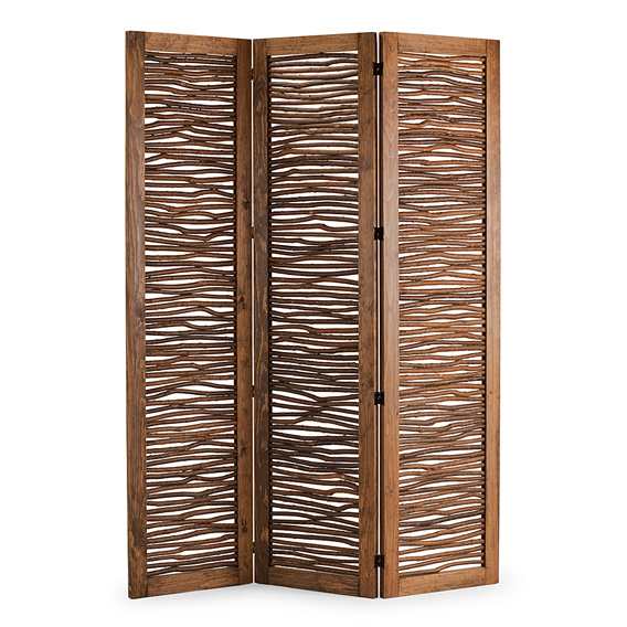 Rustic Three Panel Room Screen #5005 shown in Natural Finish (on Bark)