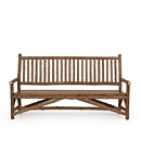 Rustic Settee #1203 with Optional Cedar Plank Seat shown in Natural Finish (on Bark) and Medium Seat La Lune Collection