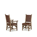 Rustic Dining Arm Chair #1186 & Dining Side Chair #1184 with Woven Leather Backs (shown in Kahlua Finish) La Lune Collection