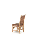 Rustic Dining Side Chair #1184 with Woven Leather Back shown in Pecan Premium Finish (on Peeled Bark) La Lune Collection