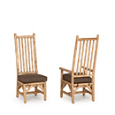 Rustic Dining Side Chair #1212 & Dining Arm Chair #1214 shown in Pecan Premium Finish (on Peeled Bark) La Lune Collection