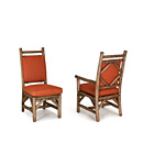 Rustic Dining Side Chair #1294 & Dining Arm Chair #1295 w/Optional Loose Cushions shown in Kahlua Premium Finish (on Peeled Bark) La Lune Collection