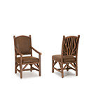 Rustic Dining Arm Chair #1402 & Dining Side Chair #1400 with Optional Tight Upholstered Backs shown in Natural Finish (on Bark) La Lune Collection