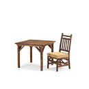 Rustic Dining Table #3029 shown with Medium Pine Top and Side Chair #1198 - Items shown in Natural Finish (on Bark) La Lune Collection