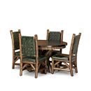 Rustic Dining Table #3089 & Side Chair #1184 with Woven Leather Backs (Shown in Kahlua Finish & Dark Pine Top) La Lune Collection