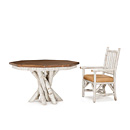 Rustic Dining Table w/Octagonal Top #3104 & Arm Chair #1206 (Whitewash Finish w/Medium Pine Top) La Lune Collection