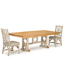 Rustic Trestle Dining Table #3121 with Light Pine Top & Side Chairs #1400 - Items shown in Sandstone Finish La Lune Collection
