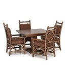 Rustic Dining Arm Chair #1295 w/Optional Loose Cushions shown in Natural Finish (on Bark) & Table #3140 w/Optional Medium Cedar Plank Top La Lune Collection