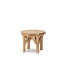 Rustic Side Table #3272 shown in Custom Finish - Pecan Premium Finish (on Peeled Bark) with Pecan Pine Top La Lune Collection
