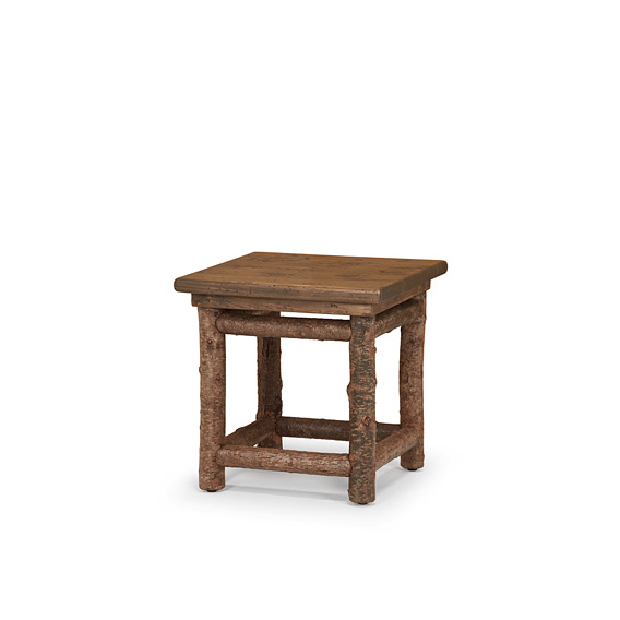 Rustic End Table #3296 shown in Natural Finish (on Bark) with Medium Pine Top
