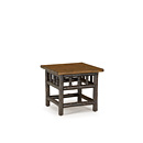 Rustic End Table #3450 with Optional Medium Cedar Plank Top shown in Ebony Premium Finish (on Bark)  La Lune Collection