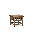 Rustic End Table #3450 with Optional Medium Cedar Plank Top shown in Kahlua Premium Finish (on Peeled Bark)  La Lune Collection