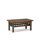 Rustic Coffee Table w/Optional Medium Cedar Plank Top #3458 shown in Ebony Premium Finish (on Bark) La Lune Collection