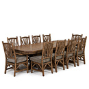 Rustic Dining Table #3482 w/Opt Cedar Plank Top & Chairs #1400 & #1402 w/Opt Loose Cushions shown in a Custom Finish La Lune Collection