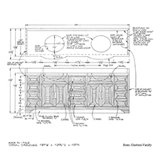 Custom vanity with double sinks shop drawing 1